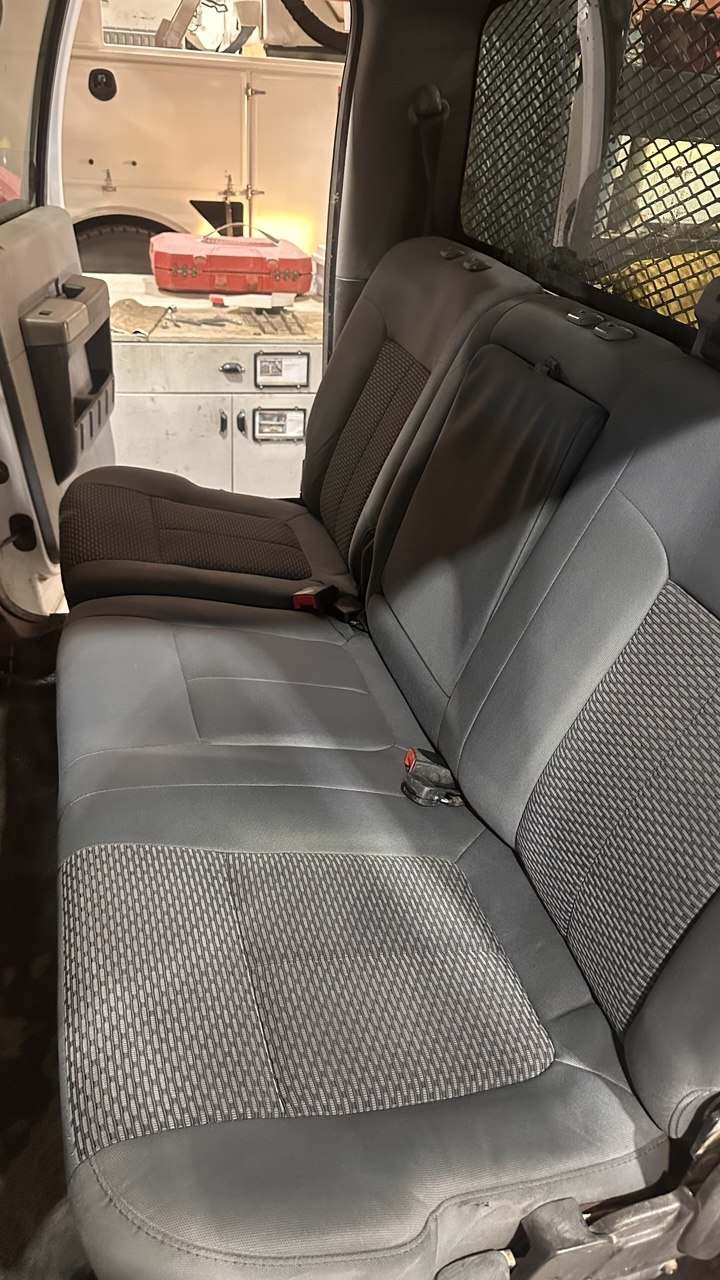The same truck rear seats after Softify cleaning, fresh and like-new